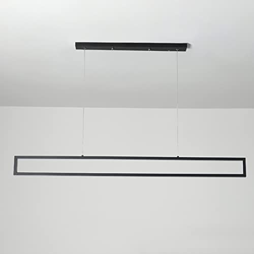 Black Dining Table Lamp Rectangular Pendant Lights LED Warm White Light Dining Room Chandelier Height Adjustable Living Room Office Chandelier Lighting