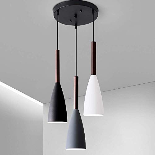 Nordic Pendant Ceiling Light Nordic Aluminum+Wood Chandelier Fixture Kitchen Pendant Lighting Living Room Pendant Lighting (3 in 1)