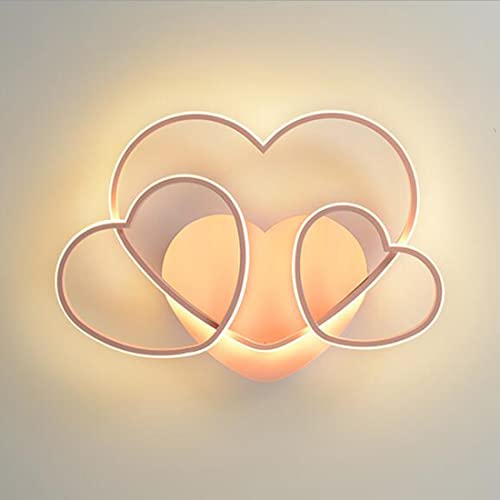 Living Dimmable LED Children's Room Pink Heart Bedroom Lamp ?50cm Romance Acrylic Shade Ceiling Chandelier Decor Pendant Light