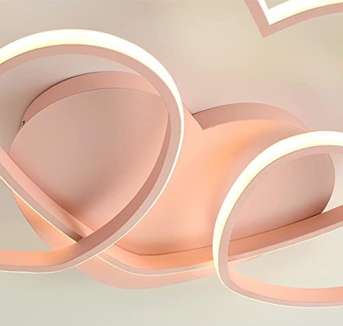 Living Dimmable LED Children's Room Pink Heart Bedroom Lamp ?50cm Romance Acrylic Shade Ceiling Chandelier Decor Pendant Light