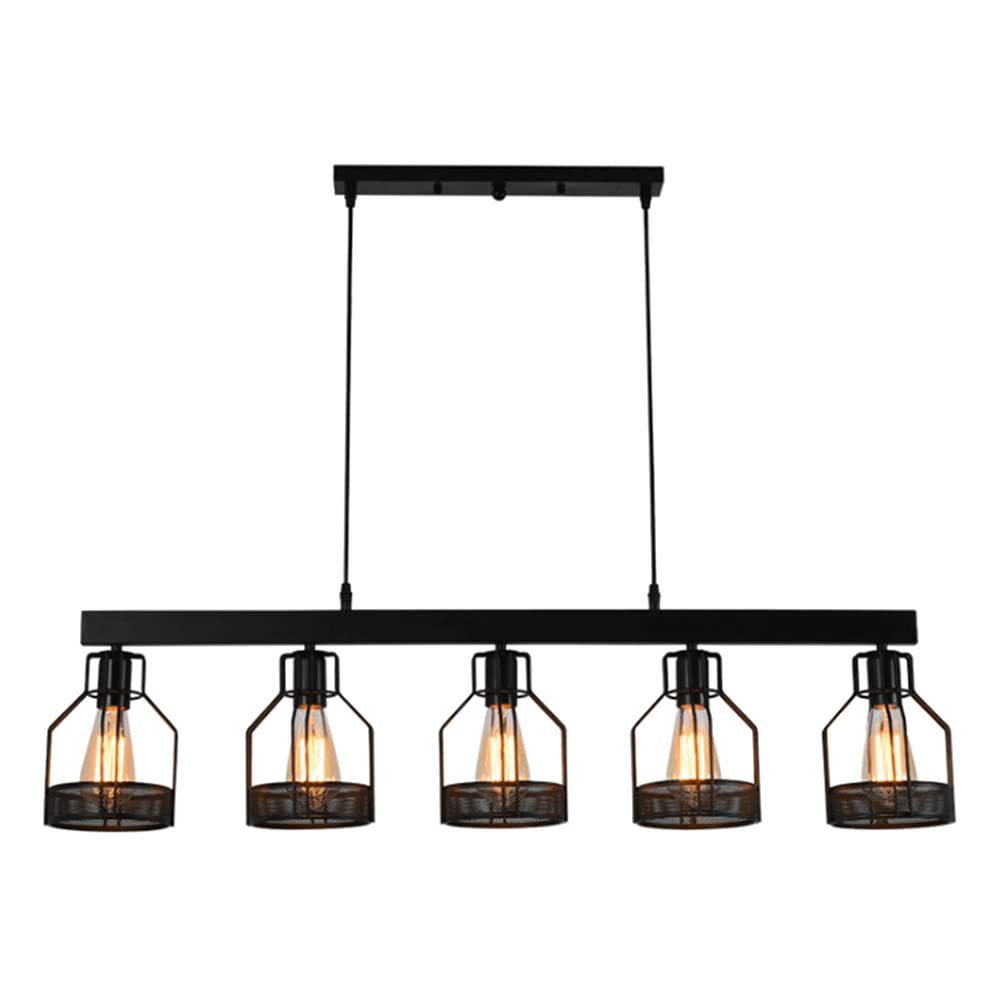 Retro Pendant Light Industrial Vintage Hanging Lamp Height Adjustable E27 * 5 Pendant Lamp Ceiling Light Ceiling Lamp Iron Art Dining Table Cafe Living Room Lighting Chandelier L105cm