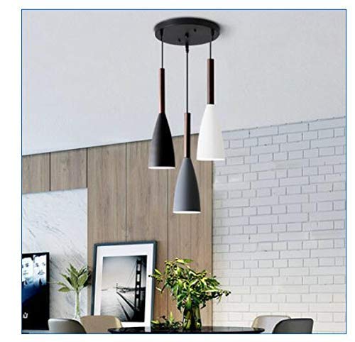 Nordic Pendant Ceiling Light Nordic Aluminum+Wood Chandelier Fixture Kitchen Pendant Lighting Living Room Pendant Lighting (3 in 1)