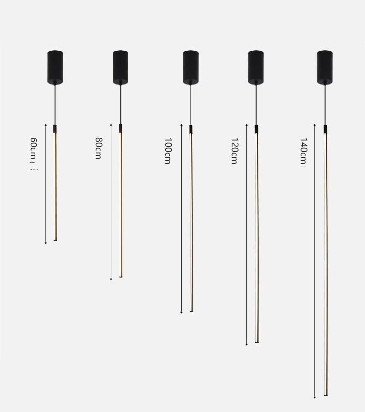 Dining Table Lights Ceiling Slim Single Head Chandelier Minimalist Bed Bedside Cylinder Pendant Modern Creative Led Hanging Fixture(3000K,120