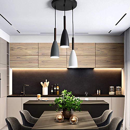 Nordic Pendant Ceiling Light Nordic Aluminum+Wood Chandelier Fixture Kitchen Pendant Lighting Living Room Pendant Lighting (3 in 1)