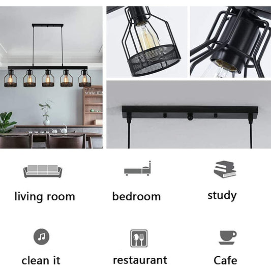 Retro Pendant Light Industrial Vintage Hanging Lamp Height Adjustable E27 * 5 Pendant Lamp Ceiling Light Ceiling Lamp Iron Art Dining Table Cafe Living Room Lighting Chandelier L105cm