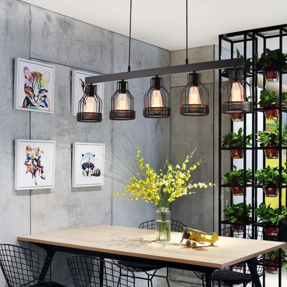 Retro Pendant Light Industrial Vintage Hanging Lamp Height Adjustable E27 * 5 Pendant Lamp Ceiling Light Ceiling Lamp Iron Art Dining Table Cafe Living Room Lighting Chandelier L105cm