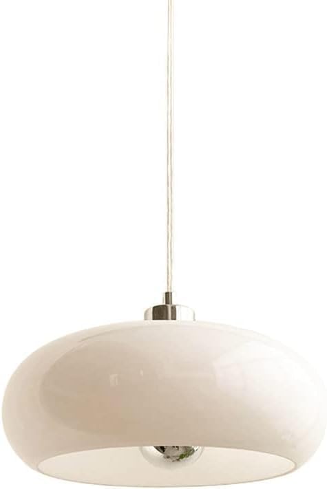 Nordic Glass Circular Suspension Wire Chandelier Mid Century White Light Adjustable Length Modern Home Decoration Pendant Lamp for Dining Room Bedroom Kitchen