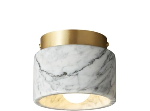 Vintage Decoration Brass Marble Light Farmhouse Mid Century Modern Natural Stone Small Ceiling Lamp Industrial Semi Flush Mount E27 Chandelier For Kitchen Hallway