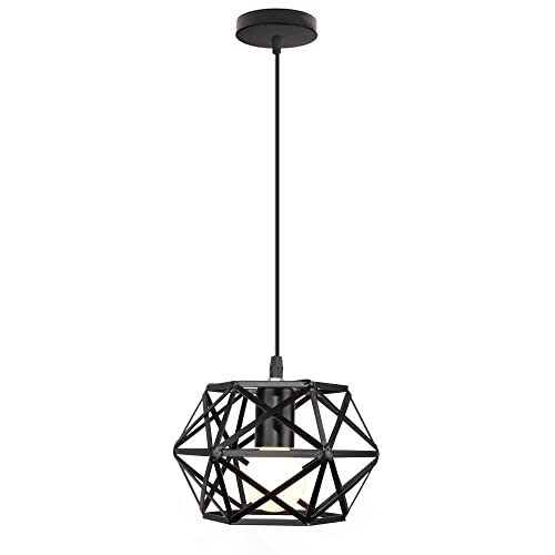 ZQBHK Chandelier, nt Lamp Metal Cage Industrial Chandeliers Half Embedded tallation Chandelier Black Retro Hanging Lamp Kitchen nd Decorative Fixtures Attic Fixtures Hanging Lig
