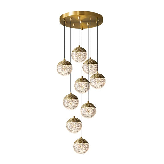 Generic Praee Full Copper Small Duplex Building Living Sala Landelier Nordic Loft High Villa Staircase Long Chandelier para la Cocina