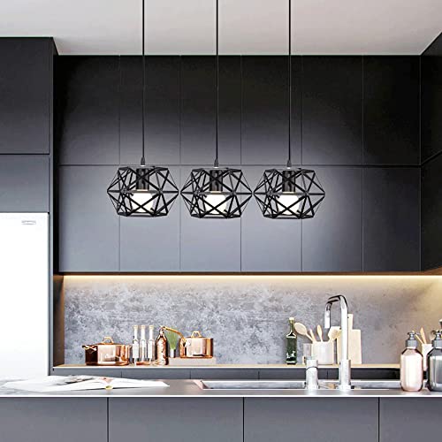 ZQBHK Chandelier, nt Lamp Metal Cage Industrial Chandeliers Half Embedded tallation Chandelier Black Retro Hanging Lamp Kitchen nd Decorative Fixtures Attic Fixtures Hanging Lig