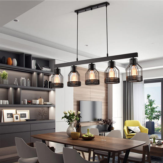 Retro Pendant Light Industrial Vintage Hanging Lamp Height Adjustable E27 * 5 Pendant Lamp Ceiling Light Ceiling Lamp Iron Art Dining Table Cafe Living Room Lighting Chandelier L105cm